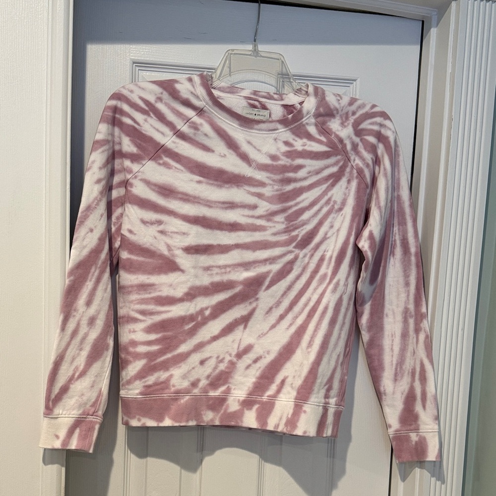 Lucky Brand Pink and White Tie-Dye Sweatshirt
